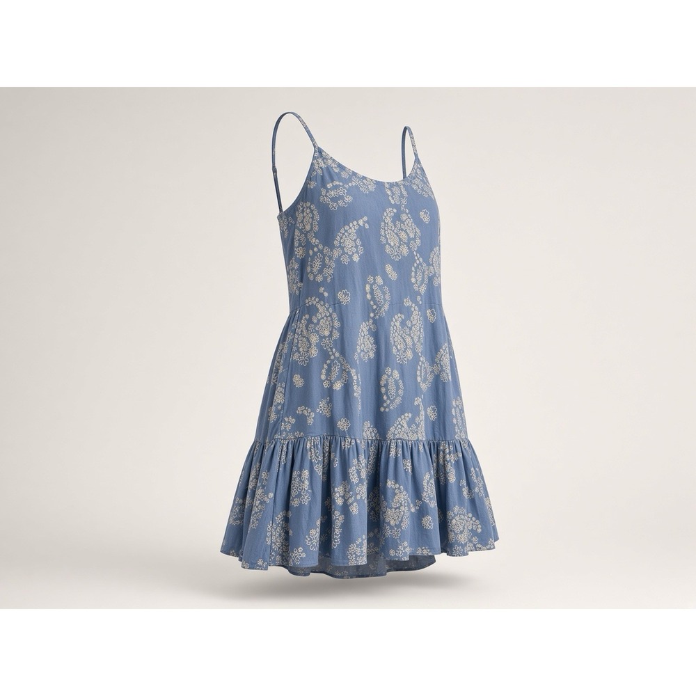 Urban Outfitters Blue Floral Viscose Mini Dress S Petite Spaghetti Strap Ruffle